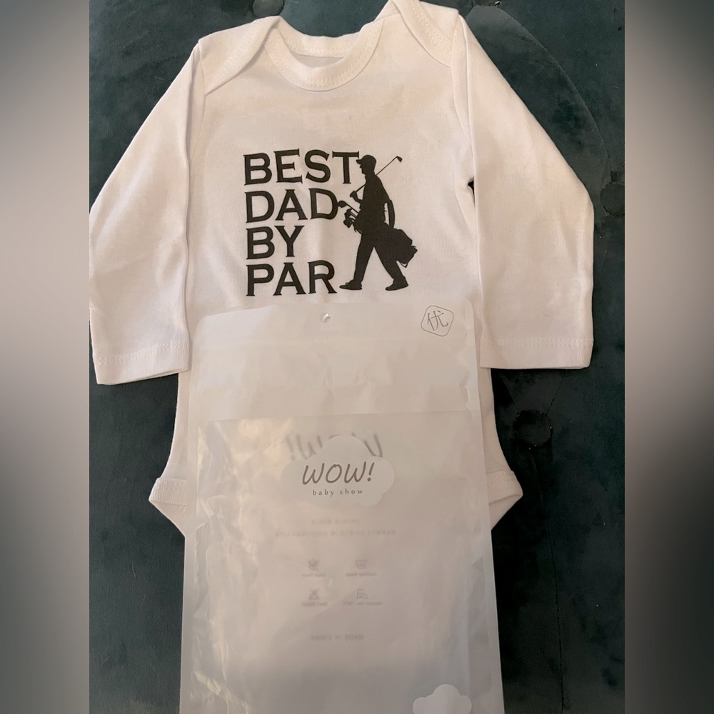White Baby Bodysuit with Golf Dad Print